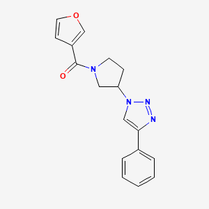 molecular formula C17H16N4O2 B2994612 furan-3-yl(3-(4-phenyl-1H-1,2,3-triazol-1-yl)pyrrolidin-1-yl)methanone CAS No. 2034522-78-4