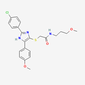 2-((2-(4-chlorophenyl)-5-(4-methoxyphenyl)-1H-imidazol-4-yl)thio)-N-(3-methoxypropyl)acetamide