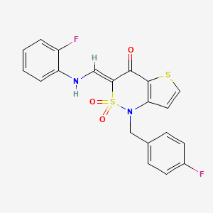 (3Z)-1-(4-fluorobenzyl)-3-{[(2-fluorophenyl)amino]methylene}-1H-thieno[3,2-c][1,2]thiazin-4(3H)-one 2,2-dioxide