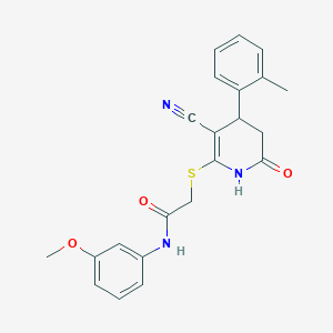 2-((3-cyano-6-oxo-4-(o-tolyl)-1,4,5,6-tetrahydropyridin-2-yl)thio)-N-(3-methoxyphenyl)acetamide