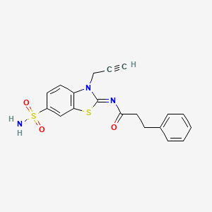 molecular formula C19H17N3O3S2 B2994670 (Z)-3-phenyl-N-(3-(prop-2-yn-1-yl)-6-sulfamoylbenzo[d]thiazol-2(3H)-ylidene)propanamide CAS No. 865182-55-4