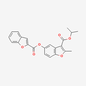 molecular formula C22H18O6 B2994687 3-(异丙氧羰基)-2-甲基苯并呋喃-5-基苯并呋喃-2-甲酸酯 CAS No. 308297-61-2