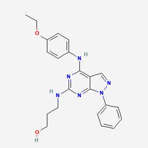 molecular formula C22H24N6O2 B2994690 3-({4-[(4-乙氧基苯基)氨基]-1-苯基-1H-吡唑并[3,4-d]嘧啶-6-基}氨基)丙-1-醇 CAS No. 955338-36-0