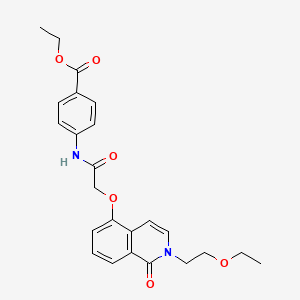 molecular formula C24H26N2O6 B2994741 Ethyl 4-(2-((2-(2-ethoxyethyl)-1-oxo-1,2-dihydroisoquinolin-5-yl)oxy)acetamido)benzoate CAS No. 898457-45-9