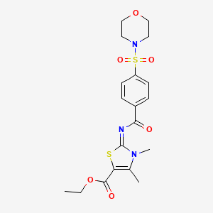 molecular formula C19H23N3O6S2 B2994852 ethyl (2Z)-3,4-dimethyl-2-{[4-(morpholine-4-sulfonyl)benzoyl]imino}-2,3-dihydro-1,3-thiazole-5-carboxylate CAS No. 393838-88-5