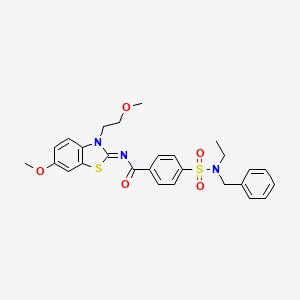 molecular formula C27H29N3O5S2 B2994855 4-[benzyl(ethyl)sulfamoyl]-N-[(2Z)-6-methoxy-3-(2-methoxyethyl)-2,3-dihydro-1,3-benzothiazol-2-ylidene]benzamide CAS No. 1005944-73-9