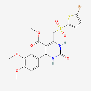 molecular formula C19H19BrN2O7S2 B2994859 Methyl 6-{[(5-bromothiophen-2-yl)sulfonyl]methyl}-4-(3,4-dimethoxyphenyl)-2-oxo-1,2,3,4-tetrahydropyrimidine-5-carboxylate CAS No. 892359-21-6