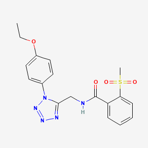 molecular formula C18H19N5O4S B2994861 N-((1-(4-ethoxyphenyl)-1H-tetrazol-5-yl)methyl)-2-(methylsulfonyl)benzamide CAS No. 920458-73-7
