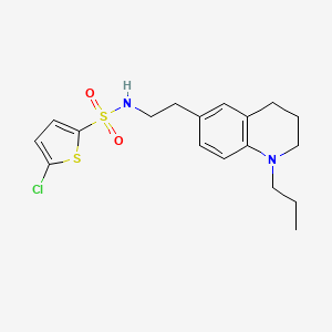 molecular formula C18H23ClN2O2S2 B2994950 5-chloro-N-(2-(1-propyl-1,2,3,4-tetrahydroquinolin-6-yl)ethyl)thiophene-2-sulfonamide CAS No. 955777-75-0