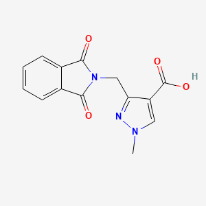 molecular formula C14H11N3O4 B2994985 3-[(1,3-dioxo-2,3-dihydro-1H-isoindol-2-yl)methyl]-1-methyl-1H-pyrazole-4-carboxylic acid CAS No. 1801270-07-4