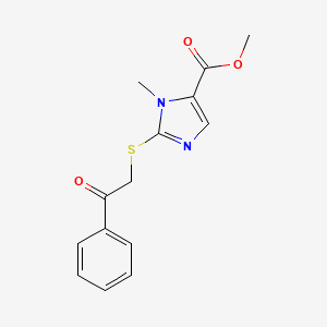 molecular formula C14H14N2O3S B2994997 methyl 1-methyl-2-[(2-oxo-2-phenylethyl)sulfanyl]-1H-imidazole-5-carboxylate CAS No. 338793-18-3