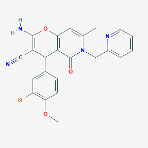 2-amino-4-(3-bromo-4-methoxyphenyl)-7-methyl-5-oxo-6-(pyridin-2-ylmethyl)-5,6-dihydro-4H-pyrano[3,2-c]pyridine-3-carbonitrile