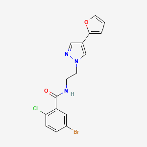 molecular formula C16H13BrClN3O2 B2995012 5-bromo-2-chloro-N-(2-(4-(furan-2-yl)-1H-pyrazol-1-yl)ethyl)benzamide CAS No. 2034377-08-5