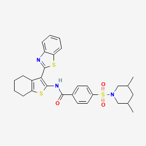 molecular formula C29H31N3O3S3 B2995036 N-(3-(benzo[d]thiazol-2-yl)-4,5,6,7-tetrahydrobenzo[b]thiophen-2-yl)-4-((3,5-dimethylpiperidin-1-yl)sulfonyl)benzamide CAS No. 377757-94-3
