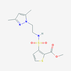 molecular formula C13H17N3O4S2 B2995054 methyl 3-(N-(2-(3,5-dimethyl-1H-pyrazol-1-yl)ethyl)sulfamoyl)thiophene-2-carboxylate CAS No. 1226447-48-8
