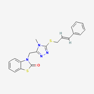 molecular formula C20H18N4OS2 B2995057 (E)-3-((5-(cinnamylthio)-4-methyl-4H-1,2,4-triazol-3-yl)methyl)benzo[d]thiazol-2(3H)-one CAS No. 847400-04-8