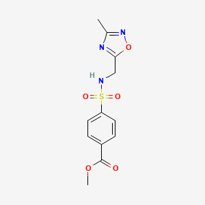 molecular formula C12H13N3O5S B2995062 methyl 4-(N-((3-methyl-1,2,4-oxadiazol-5-yl)methyl)sulfamoyl)benzoate CAS No. 1226456-16-1