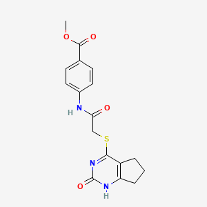 molecular formula C17H17N3O4S B2995075 methyl 4-[2-({2-oxo-1H,2H,5H,6H,7H-cyclopenta[d]pyrimidin-4-yl}sulfanyl)acetamido]benzoate CAS No. 898443-92-0