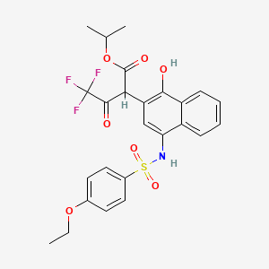 molecular formula C25H24F3NO7S B2995077 propan-2-yl 2-[4-(4-ethoxybenzenesulfonamido)-1-hydroxynaphthalen-2-yl]-4,4,4-trifluoro-3-oxobutanoate CAS No. 477499-60-8