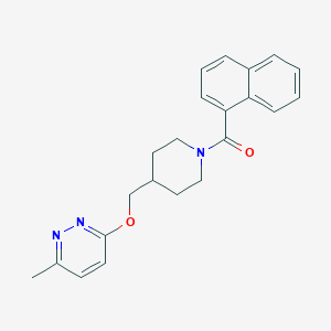 molecular formula C22H23N3O2 B2995094 3-Methyl-6-{[1-(naphthalene-1-carbonyl)piperidin-4-yl]methoxy}pyridazine CAS No. 2309752-58-5