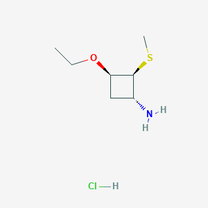 molecular formula C7H16ClNOS B2995123 rac-(1r,2s,3r)-3-ethoxy-2-(methylsulfanyl)cyclobutan-1-amine hydrochloride CAS No. 1909294-80-9