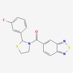 molecular formula C16H12FN3OS2 B2995127 Benzo[c][1,2,5]thiadiazol-5-yl(2-(3-fluorophenyl)thiazolidin-3-yl)methanone CAS No. 2034471-60-6