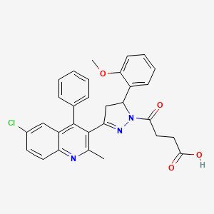 molecular formula C30H26ClN3O4 B2995137 4-[3-(6-chloro-2-methyl-4-phenylquinolin-3-yl)-5-(2-methoxyphenyl)-4,5-dihydro-1H-pyrazol-1-yl]-4-oxobutanoic acid CAS No. 337483-11-1