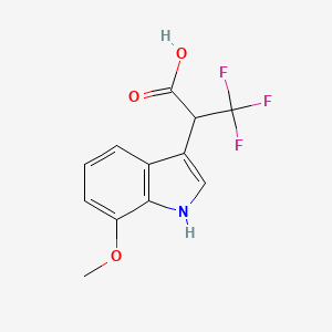 molecular formula C12H10F3NO3 B2995172 3,3,3-Trifluoro-2-(7-methoxy-1H-indol-3-yl)propanoic acid CAS No. 1983938-14-2