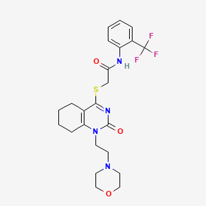 molecular formula C23H27F3N4O3S B2995176 2-((1-(2-morpholinoethyl)-2-oxo-1,2,5,6,7,8-hexahydroquinazolin-4-yl)thio)-N-(2-(trifluoromethyl)phenyl)acetamide CAS No. 898460-76-9