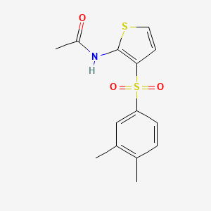 molecular formula C14H15NO3S2 B2995189 N-(3-((3,4-dimethylphenyl)sulfonyl)thiophen-2-yl)acetamide CAS No. 929394-32-1