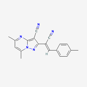 2-[(Z)-1-cyano-2-(4-methylphenyl)ethenyl]-5,7-dimethylpyrazolo[1,5-a]pyrimidine-3-carbonitrile