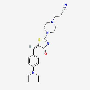 (E)-3-(4-(5-(4-(diethylamino)benzylidene)-4-oxo-4,5-dihydrothiazol-2-yl)piperazin-1-yl)propanenitrile