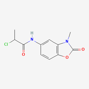 molecular formula C11H11ClN2O3 B2995198 2-Chloro-N-(3-methyl-2-oxo-1,3-benzoxazol-5-yl)propanamide CAS No. 2411319-24-7