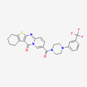 9-(4-(3-(trifluoromethyl)phenyl)piperazine-1-carbonyl)-3,4-dihydro-1H-benzo[4,5]thieno[2,3-d]pyrido[1,2-a]pyrimidin-12(2H)-one