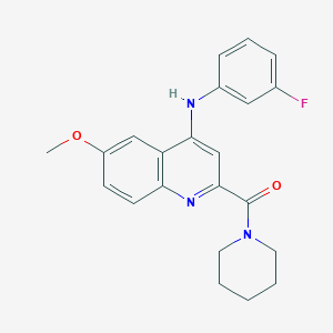 (4-((3-Fluorophenyl)amino)-6-methoxyquinolin-2-yl)(piperidin-1-yl)methanone