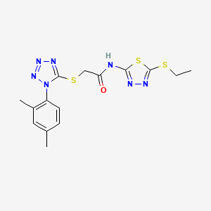2-[1-(2,4-dimethylphenyl)tetrazol-5-yl]sulfanyl-N-(5-ethylsulfanyl-1,3,4-thiadiazol-2-yl)acetamide