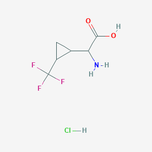 molecular formula C6H9ClF3NO2 B2995324 2-Amino-2-[2-(trifluoromethyl)cyclopropyl]acetic acid;hydrochloride CAS No. 2418642-49-4