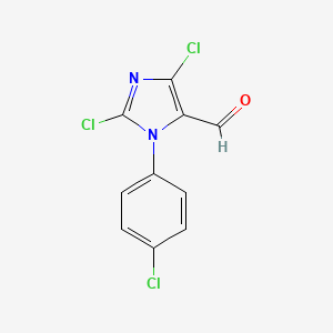 molecular formula C10H5Cl3N2O B2995329 2,5-Dichloro-3-(4-chlorophenyl)imidazole-4-carbaldehyde CAS No. 1314745-27-1