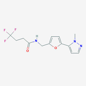 molecular formula C13H14F3N3O2 B2995338 4,4,4-Trifluoro-N-[[5-(2-methylpyrazol-3-yl)furan-2-yl]methyl]butanamide CAS No. 2415533-71-8