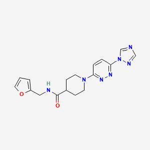 molecular formula C17H19N7O2 B2995341 1-(6-(1H-1,2,4-triazol-1-yl)pyridazin-3-yl)-N-(furan-2-ylmethyl)piperidine-4-carboxamide CAS No. 1797026-44-8