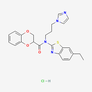 N-(3-(1H-imidazol-1-yl)propyl)-N-(6-ethylbenzo[d]thiazol-2-yl)-2,3-dihydrobenzo[b][1,4]dioxine-2-carboxamide hydrochloride