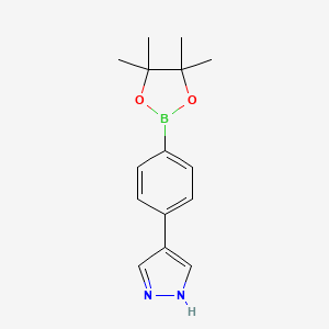molecular formula C15H19BN2O2 B2995347 4-(4-(4,4,5,5-四甲基-1,3,2-二氧硼杂环戊-2-基)苯基)-1H-吡唑 CAS No. 756520-75-9