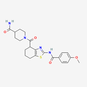 1-(2-(4-Methoxybenzamido)-4,5,6,7-tetrahydrobenzo[d]thiazole-4-carbonyl)piperidine-4-carboxamide