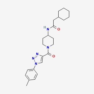 molecular formula C23H31N5O2 B2995352 2-cyclohexyl-N-(1-(1-(p-tolyl)-1H-1,2,3-triazole-4-carbonyl)piperidin-4-yl)acetamide CAS No. 1251573-06-4