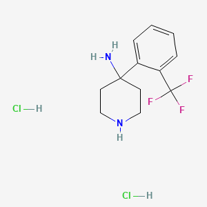 molecular formula C12H17Cl2F3N2 B2995357 4-[2-(三氟甲基)苯基]哌啶-4-胺二盐酸盐 CAS No. 1707361-50-9