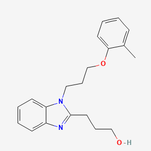 molecular formula C20H24N2O2 B2995358 3-[1-(3-o-Tolyloxy-propyl)-1H-benzoimidazol-2-yl]-propan-1-ol CAS No. 637323-62-7