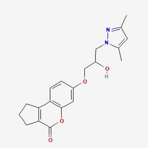 molecular formula C20H22N2O4 B2995395 7-[3-(3,5-dimethylpyrazol-1-yl)-2-hydroxypropoxy]-2,3-dihydro-1H-cyclopenta[c]chromen-4-one CAS No. 890597-91-8