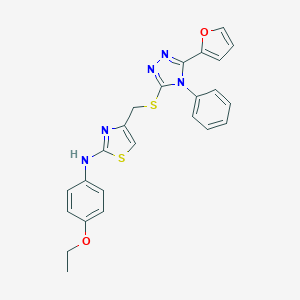 molecular formula C24H21N5O2S2 B299540 N-(4-ethoxyphenyl)-N-[4-({[5-(2-furyl)-4-phenyl-4H-1,2,4-triazol-3-yl]sulfanyl}methyl)-1,3-thiazol-2-yl]amine 