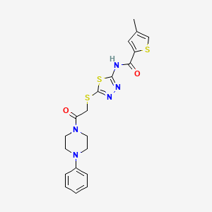molecular formula C20H21N5O2S3 B2995435 4-methyl-N-(5-((2-oxo-2-(4-phenylpiperazin-1-yl)ethyl)thio)-1,3,4-thiadiazol-2-yl)thiophene-2-carboxamide CAS No. 1351597-44-8