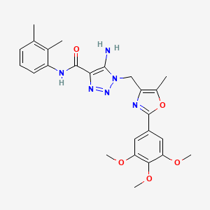 molecular formula C25H28N6O5 B2995446 3-({3-[(3-ethyl-1,2,4-oxadiazol-5-yl)methyl]-8-methoxy-4-oxo-3,4-dihydro-5H-pyrimido[5,4-b]indol-5-yl}methyl)benzonitrile CAS No. 1251672-12-4